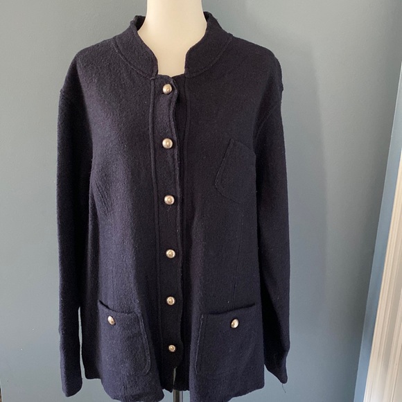 Navy Blue Wool Coat - Picture 1 of 8